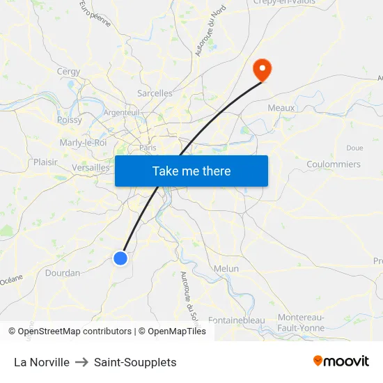 La Norville to Saint-Soupplets map