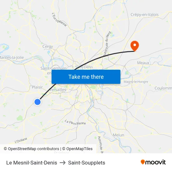 Le Mesnil-Saint-Denis to Saint-Soupplets map