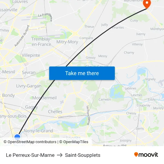 Le Perreux-Sur-Marne to Saint-Soupplets map