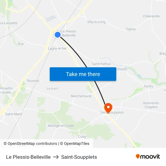 Le Plessis-Belleville to Saint-Soupplets map
