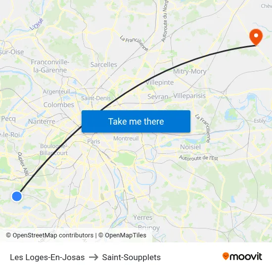 Les Loges-En-Josas to Saint-Soupplets map