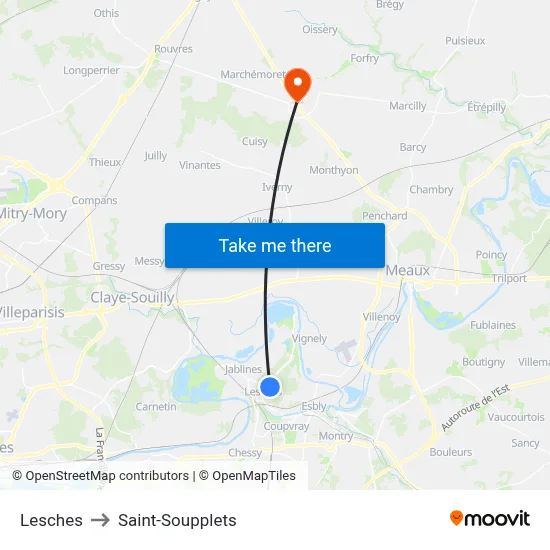 Lesches to Saint-Soupplets map