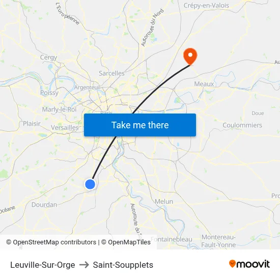 Leuville-Sur-Orge to Saint-Soupplets map