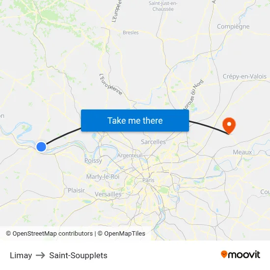 Limay to Saint-Soupplets map