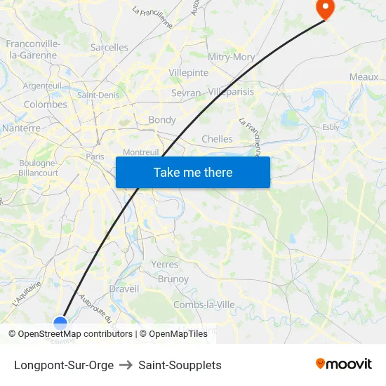 Longpont-Sur-Orge to Saint-Soupplets map