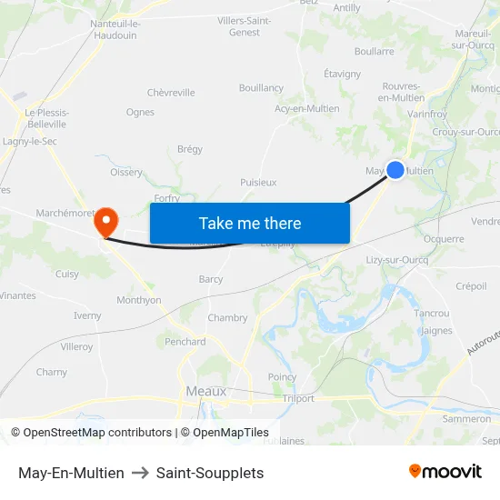 May-En-Multien to Saint-Soupplets map