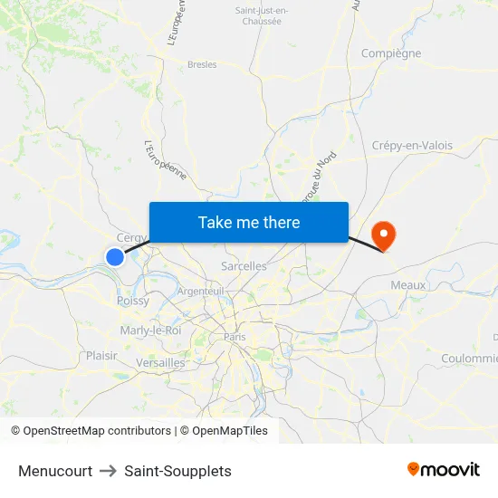 Menucourt to Saint-Soupplets map