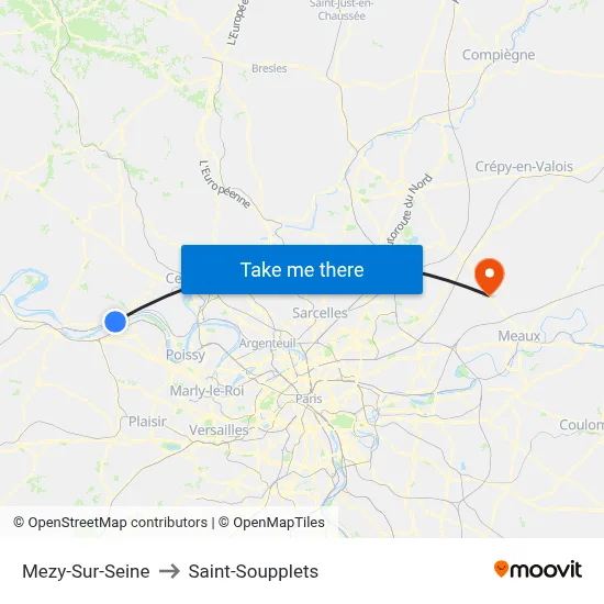 Mezy-Sur-Seine to Saint-Soupplets map