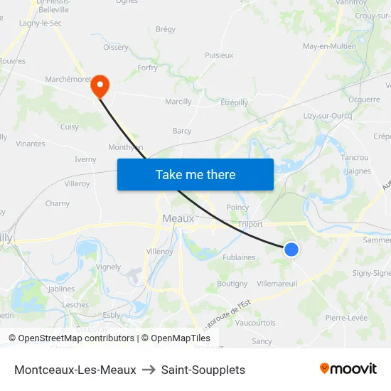 Montceaux-Les-Meaux to Saint-Soupplets map