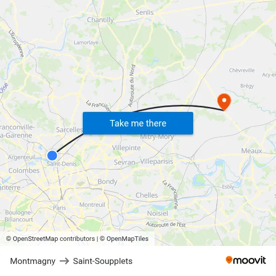 Montmagny to Saint-Soupplets map