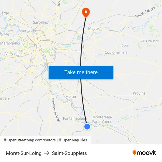 Moret-Sur-Loing to Saint-Soupplets map
