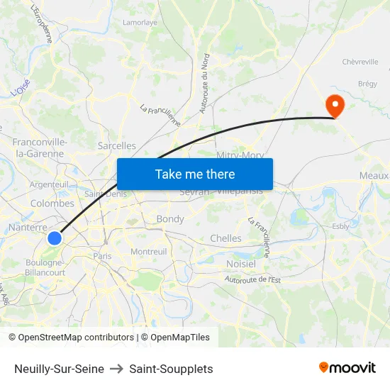 Neuilly-Sur-Seine to Saint-Soupplets map