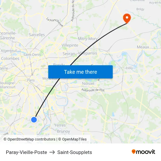 Paray-Vieille-Poste to Saint-Soupplets map