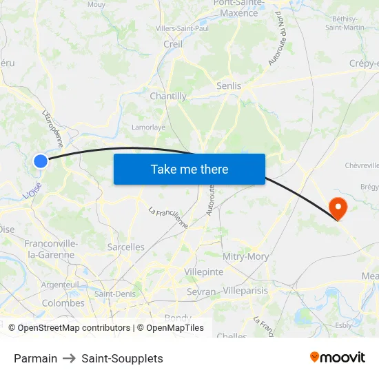 Parmain to Saint-Soupplets map