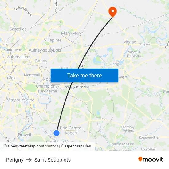 Perigny to Saint-Soupplets map