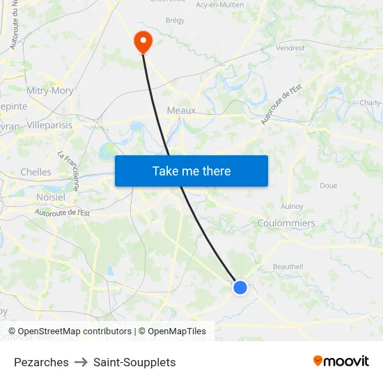 Pezarches to Saint-Soupplets map