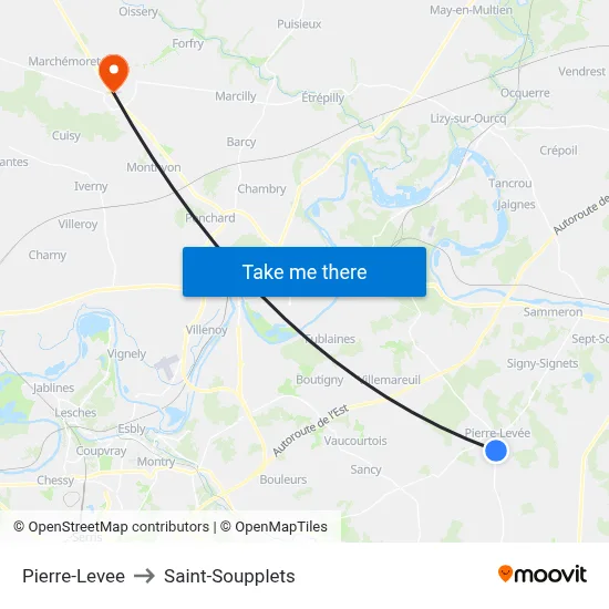 Pierre-Levee to Saint-Soupplets map