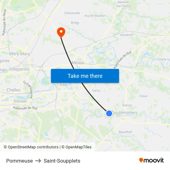 Pommeuse to Saint-Soupplets map