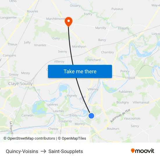 Quincy-Voisins to Saint-Soupplets map