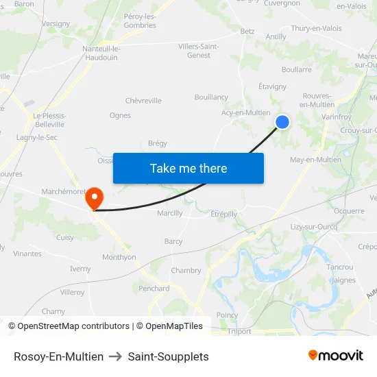 Rosoy-En-Multien to Saint-Soupplets map