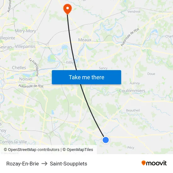 Rozay-En-Brie to Saint-Soupplets map