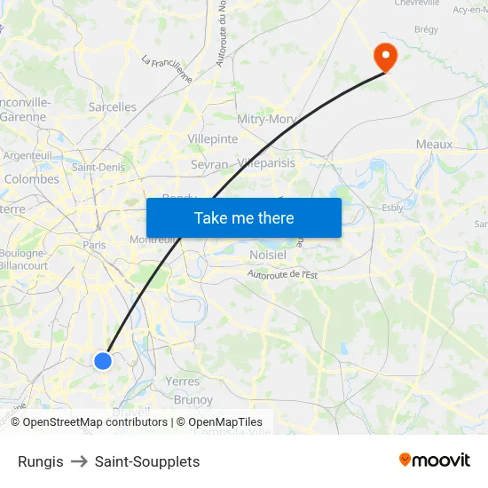 Rungis to Saint-Soupplets map