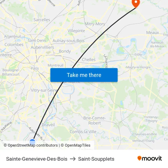 Sainte-Genevieve-Des-Bois to Saint-Soupplets map