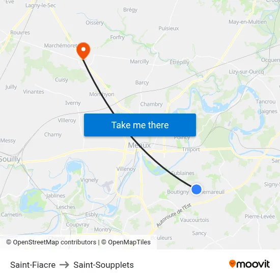 Saint-Fiacre to Saint-Soupplets map