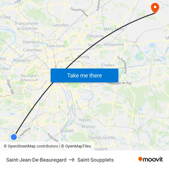 Saint-Jean-De-Beauregard to Saint-Soupplets map