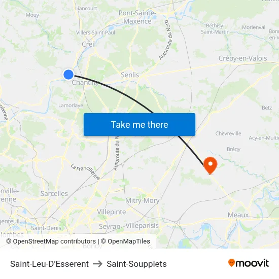 Saint-Leu-D'Esserent to Saint-Soupplets map