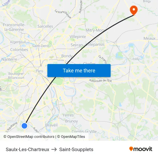 Saulx-Les-Chartreux to Saint-Soupplets map