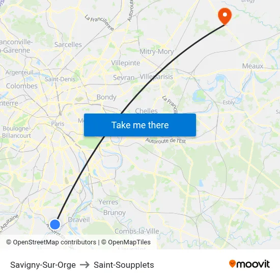 Savigny-Sur-Orge to Saint-Soupplets map