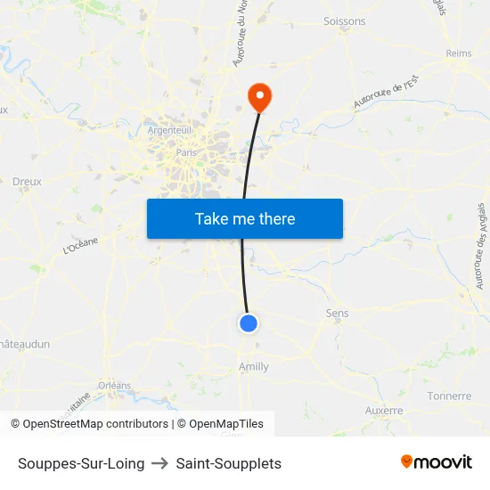 Souppes-Sur-Loing to Saint-Soupplets map