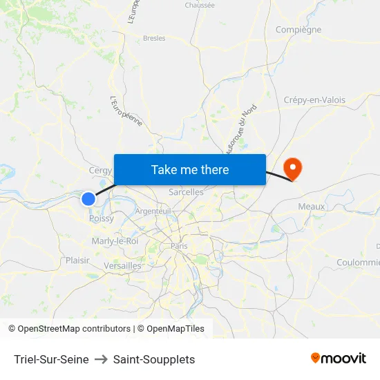 Triel-Sur-Seine to Saint-Soupplets map