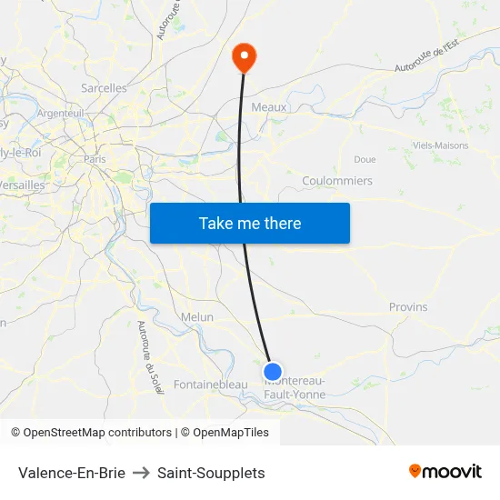 Valence-En-Brie to Saint-Soupplets map