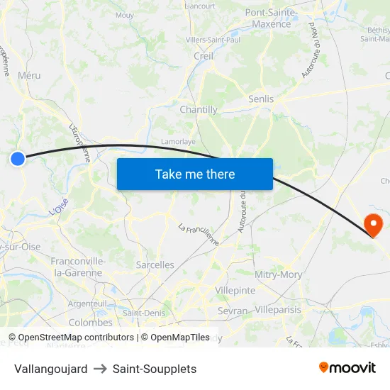Vallangoujard to Saint-Soupplets map