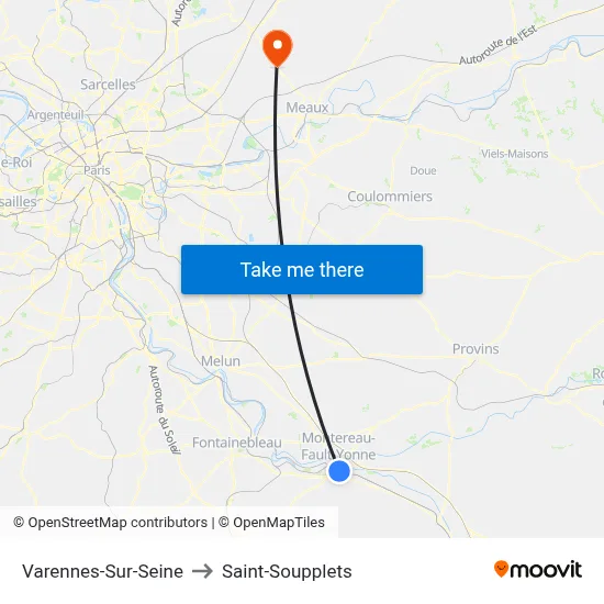Varennes-Sur-Seine to Saint-Soupplets map