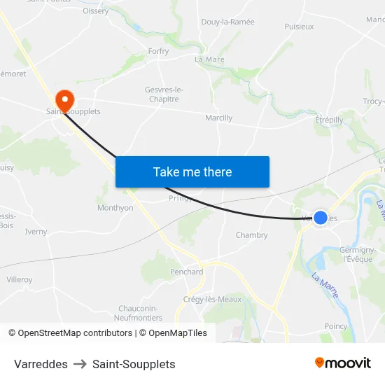 Varreddes to Saint-Soupplets map