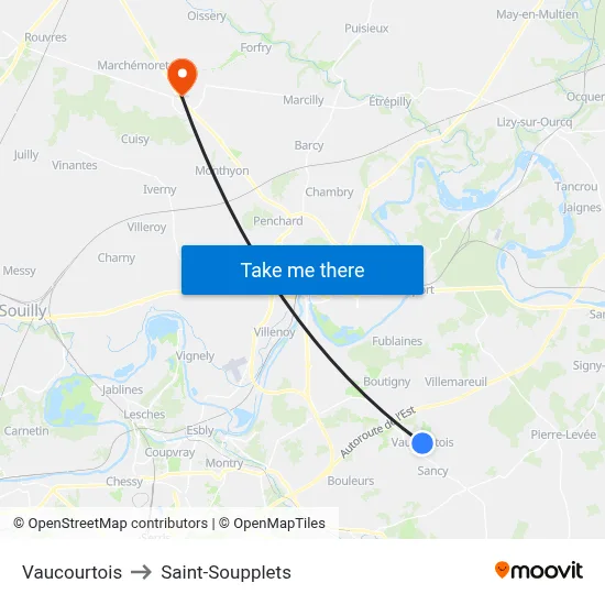 Vaucourtois to Saint-Soupplets map