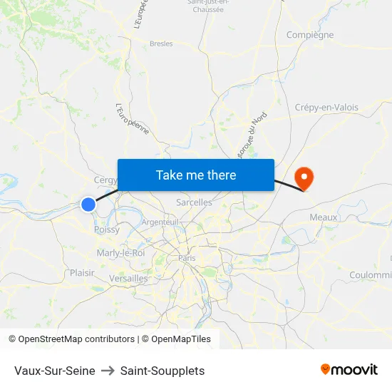 Vaux-Sur-Seine to Saint-Soupplets map