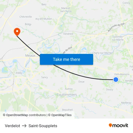 Verdelot to Saint-Soupplets map
