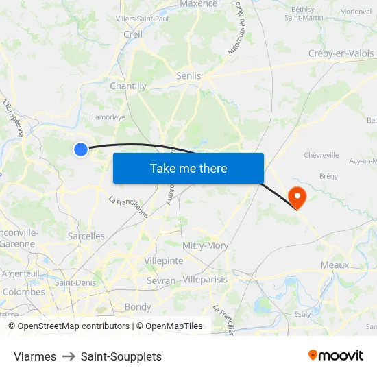 Viarmes to Saint-Soupplets map