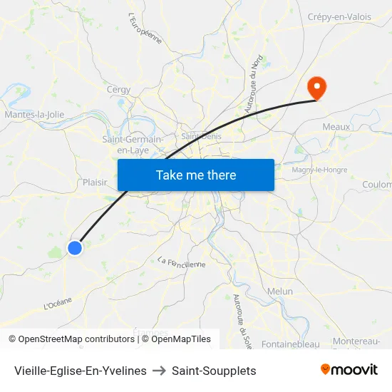 Vieille-Eglise-En-Yvelines to Saint-Soupplets map