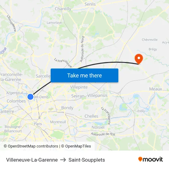 Villeneuve-La-Garenne to Saint-Soupplets map
