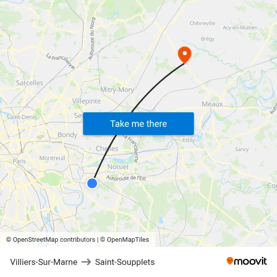 Villiers-Sur-Marne to Saint-Soupplets map