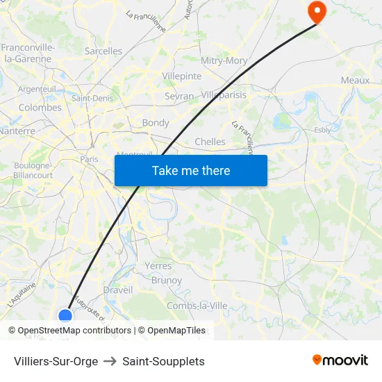 Villiers-Sur-Orge to Saint-Soupplets map