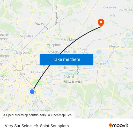 Vitry-Sur-Seine to Saint-Soupplets map