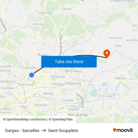Garges - Sarcelles to Saint-Soupplets map