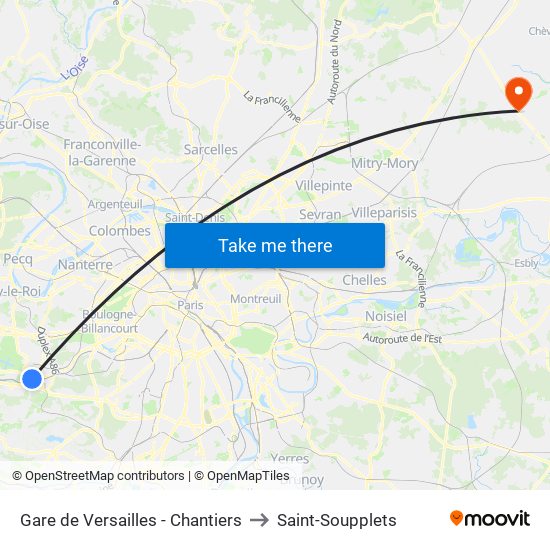 Gare de Versailles - Chantiers to Saint-Soupplets map