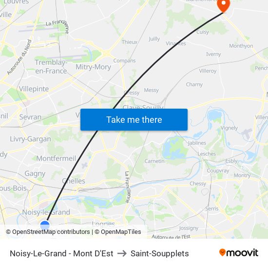 Noisy-Le-Grand - Mont D'Est to Saint-Soupplets map